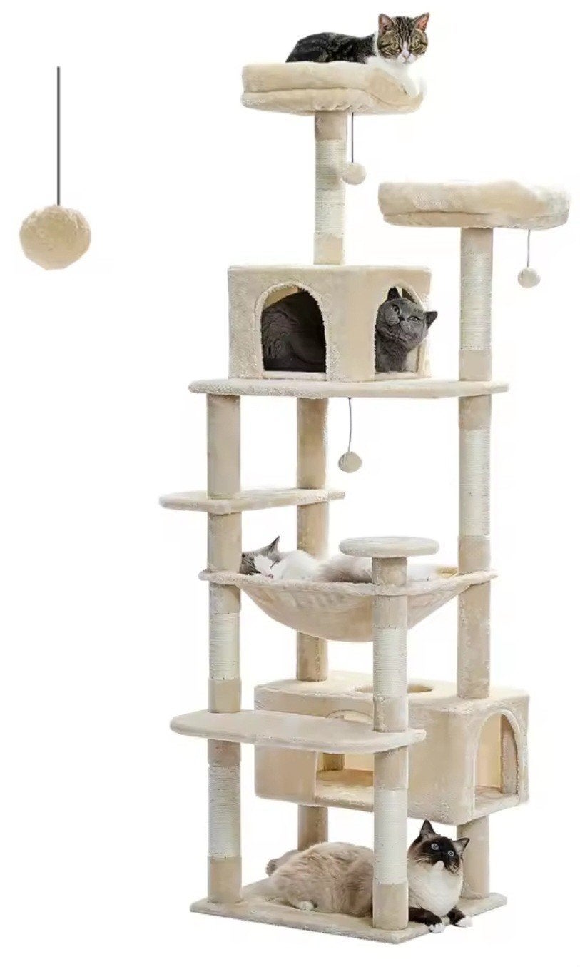 kattenboom beige 184cm hoog, Dieren en Toebehoren, Ophalen, Zo goed als nieuw
