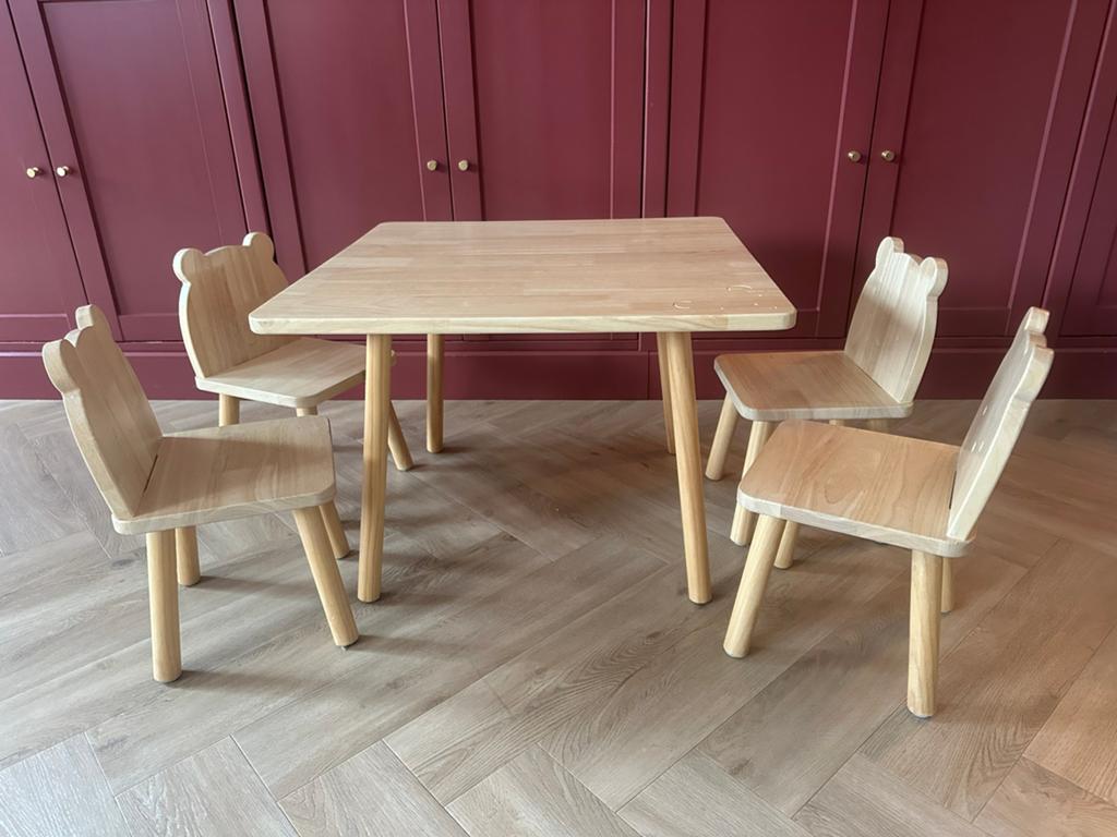 ZARA HOME Houten kinderstoelen en tafeltje - Beer design, Ophalen, Gebruikt, Tafel(s) en Stoel(en)