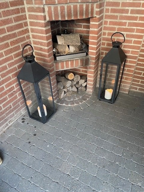 windlicht 2 stuks hoogte 95cm, Huis en Inrichting, Woonaccessoires | Kandelaars en Kaarsen, Ophalen, Windlicht, 95 cm, Zwart