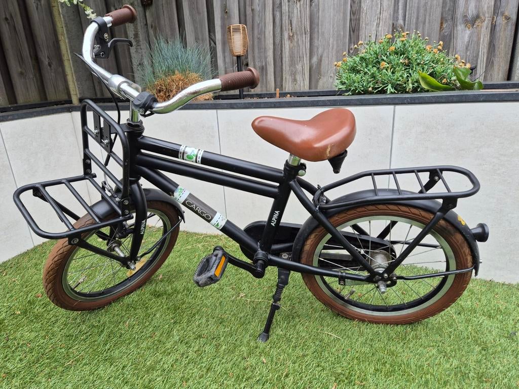 Alpina Cargo Kinderfiets Zwart - 16 inch, Fietsen en Brommers, Fietsen | Kinderfietsjes, Ophalen