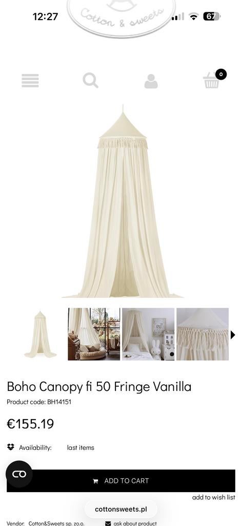 Boho Klamboe met Franjes - Vanille, Ophalen of Verzenden, Zo goed als nieuw, Klamboe