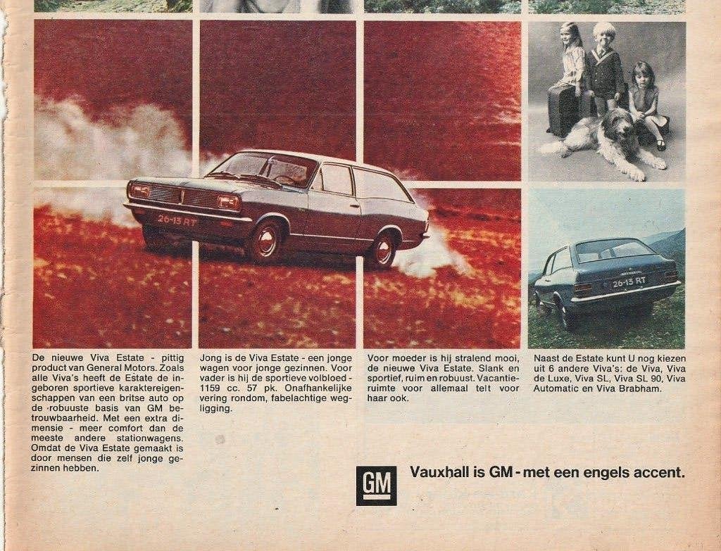 Retro reclame 1967 Vauxhall Viva Estate auto met veel ruimte, Verzenden, Overige typen