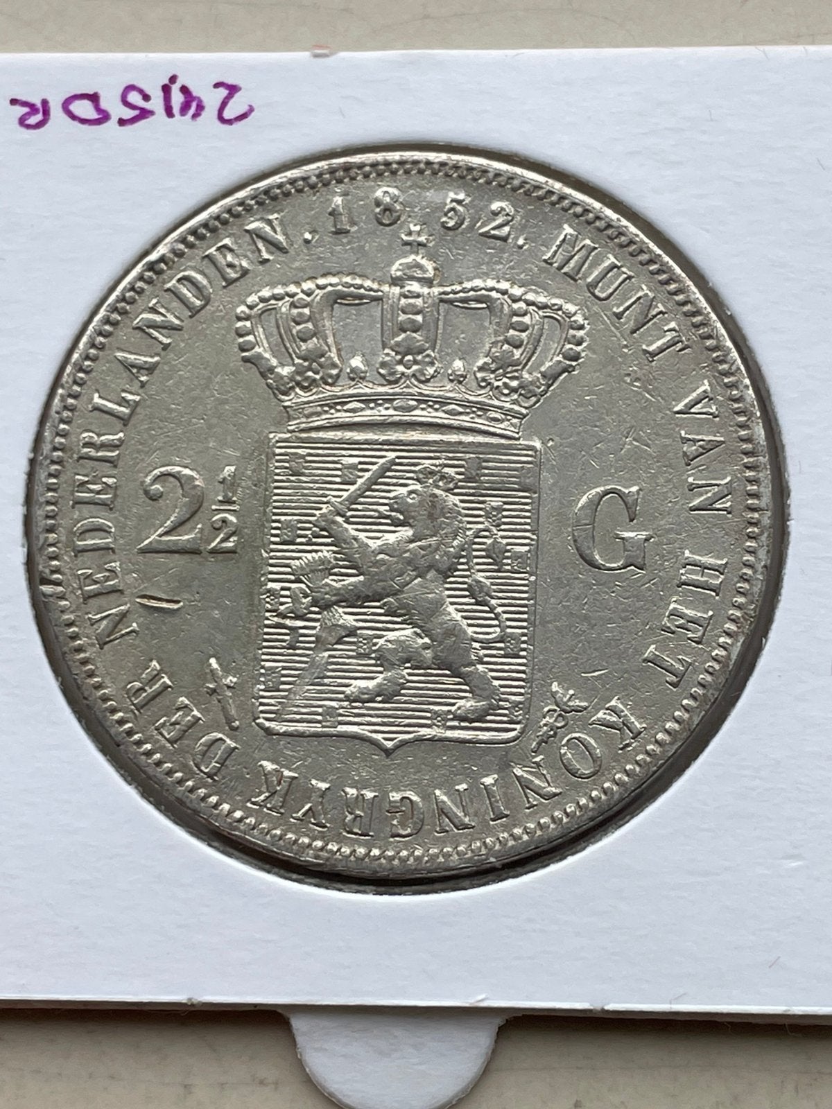 Rijksdaalder 1852 Misslag zeldzaam, Postzegels en Munten, Munten | Nederland, Koning Willem III, Verzenden, Zilver, Losse munt