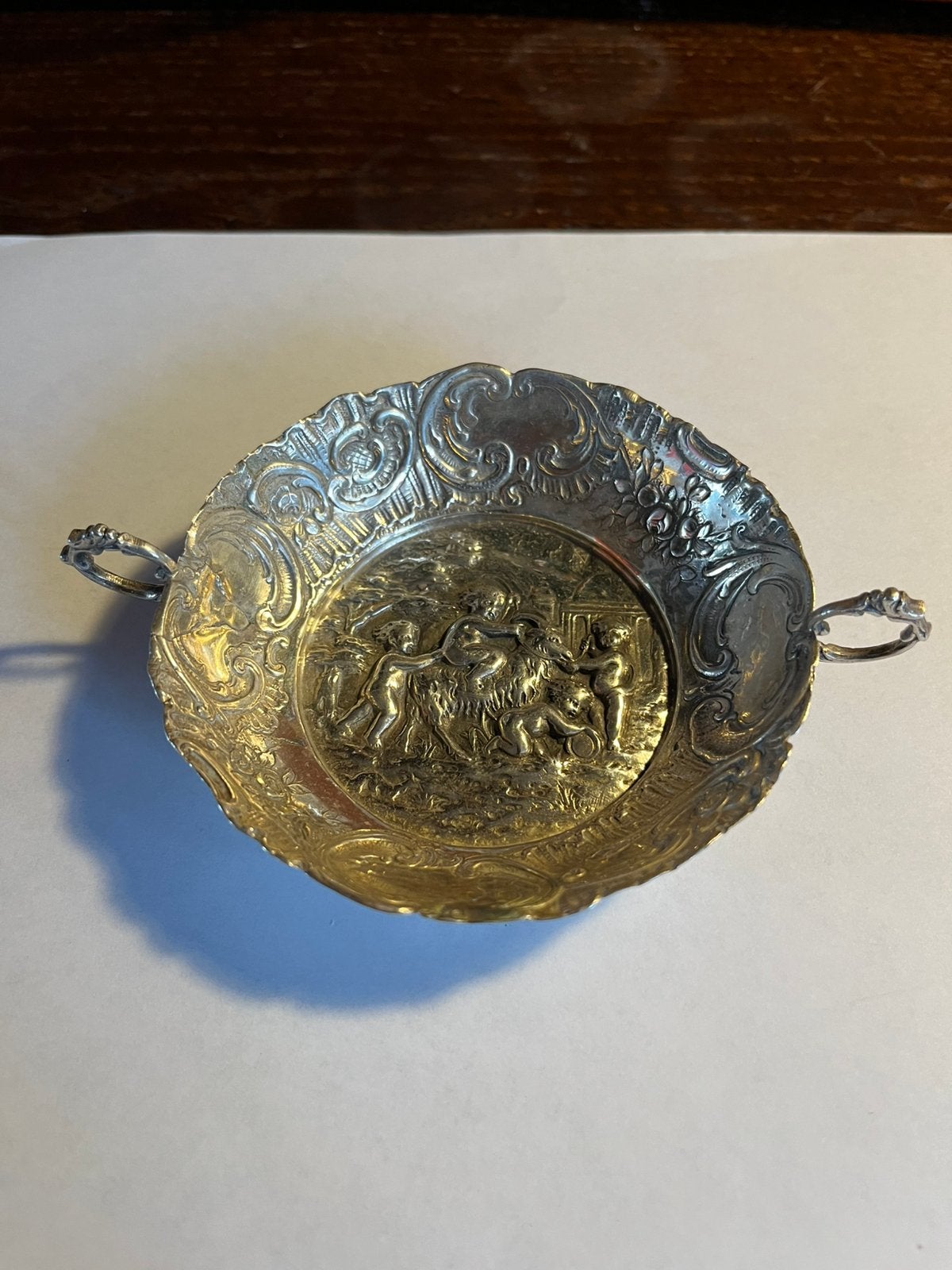 Antiek zilver plat bakje, Ophalen of Verzenden, Zilver