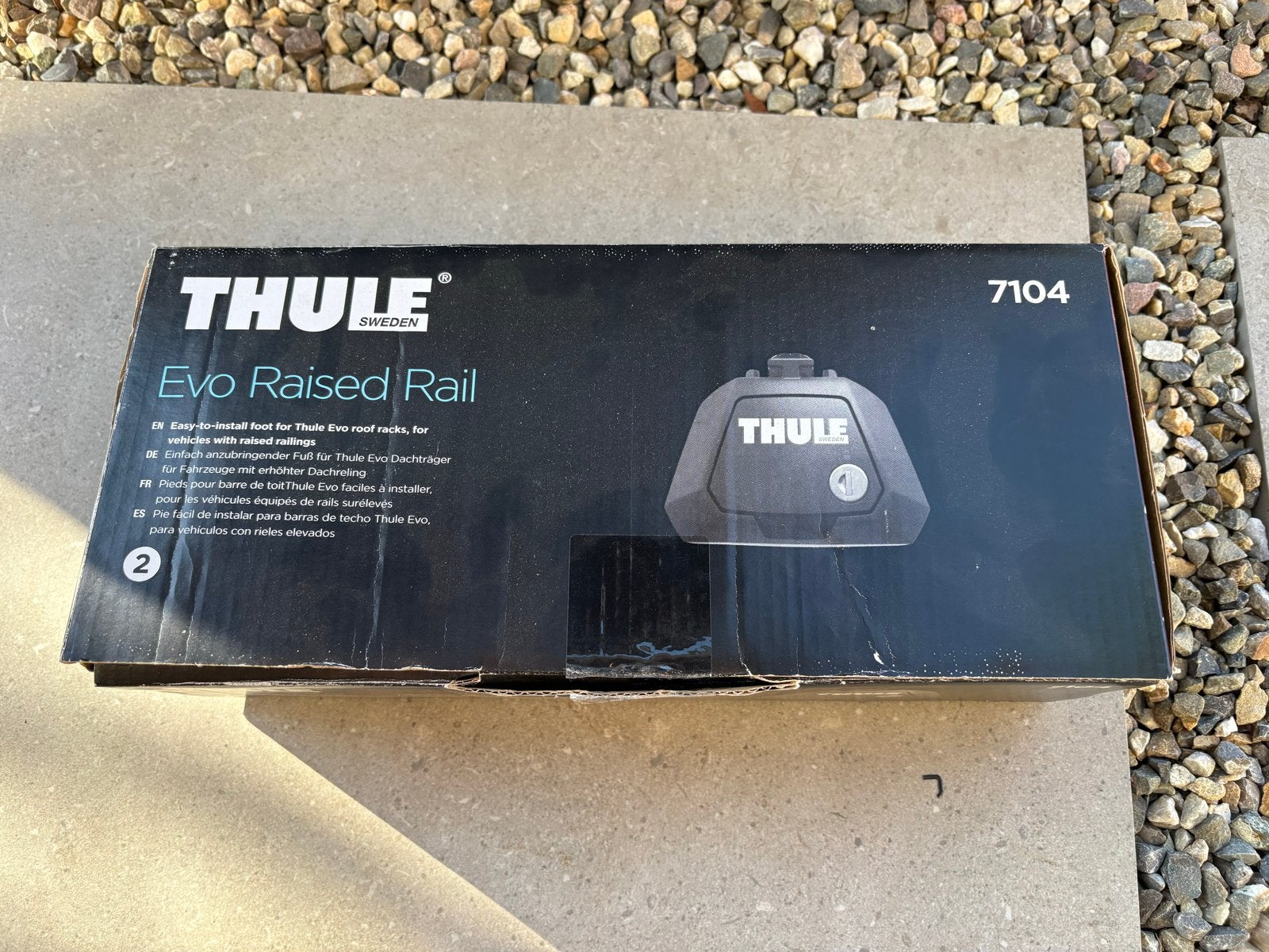 Thule EVO Raised Rail 7104 met SquareBar Evo 120 en 130cm, Auto diversen, Dakdragers, Ophalen, Zo goed als nieuw