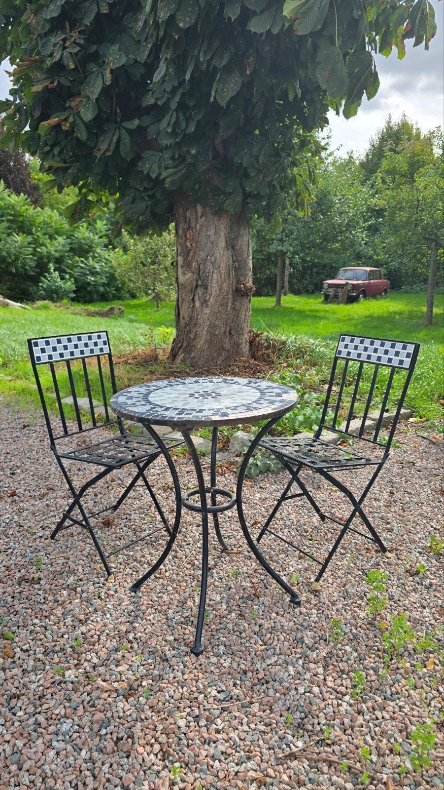 Mozaïek bistro tuinset met 2 stoelen, Tuin en Terras, Overige materialen, Gebruikt, Tuinset, Eettafel