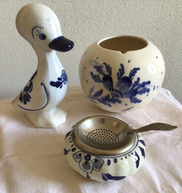 Delfts Blauw, eendje, potje, theezeef, Ophalen of Verzenden