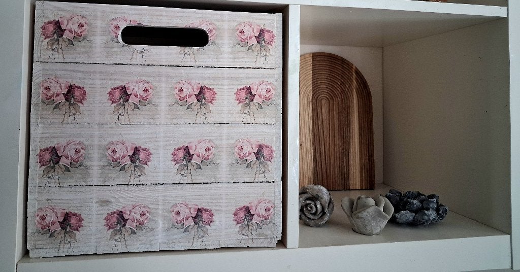 Houten roze rozen kist voor Ikea Kallax kasten opbergkist, Ophalen, Minder dan 50 cm, Nieuw, Minder dan 50 cm