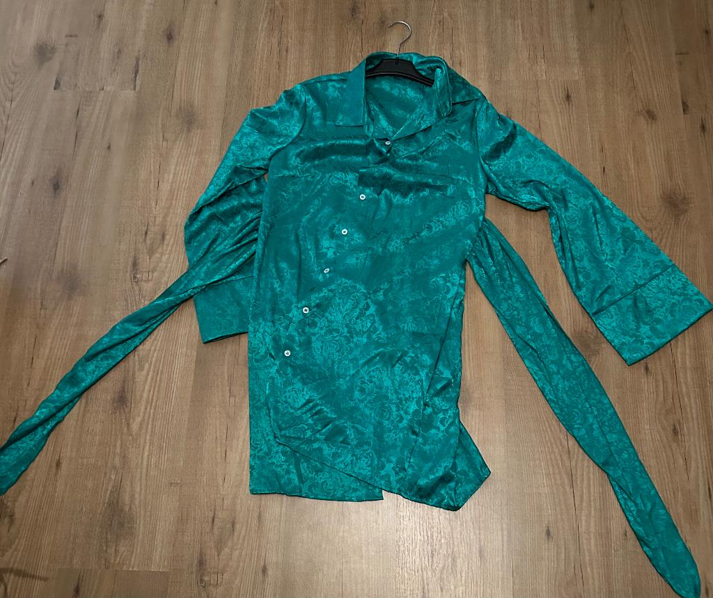 Satijn jurk/ lange overhemd, Ophalen of Verzenden, Nieuw, Maat 38/40 (M), Blauw