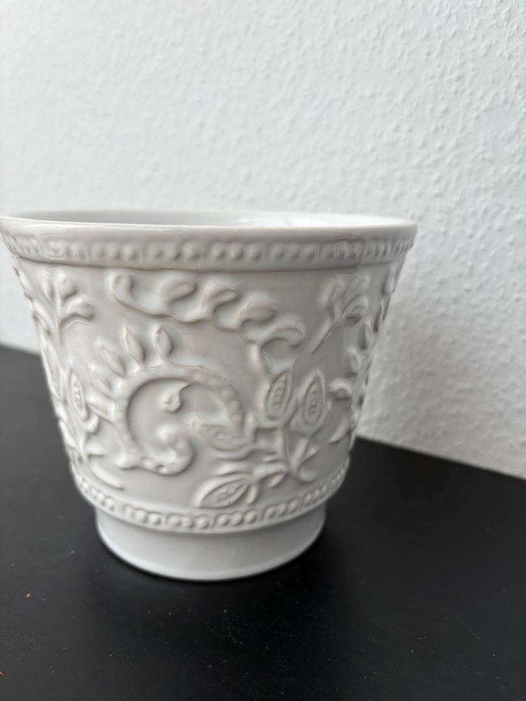 Haeger USA Planter met witte klimplantenbladeren MCM, Ophalen of Verzenden, Zo goed als nieuw, Wit