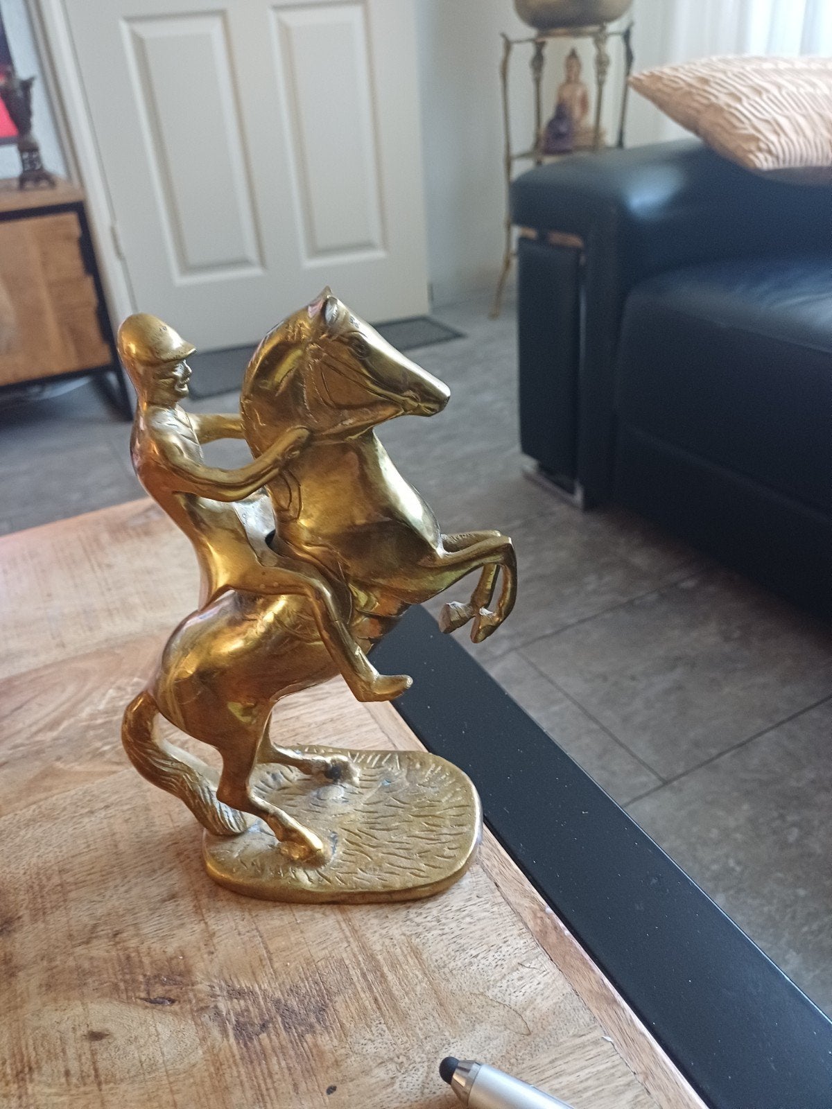 vintage  massieve bronzen  jockey  op paard, Ophalen of Verzenden, Zo goed als nieuw, Dier