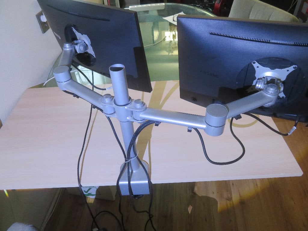Monitor steun met 2x 24" Samsung monitoren, Computers en Software, Monitoren, Ophalen, IPS, 24", Full HD