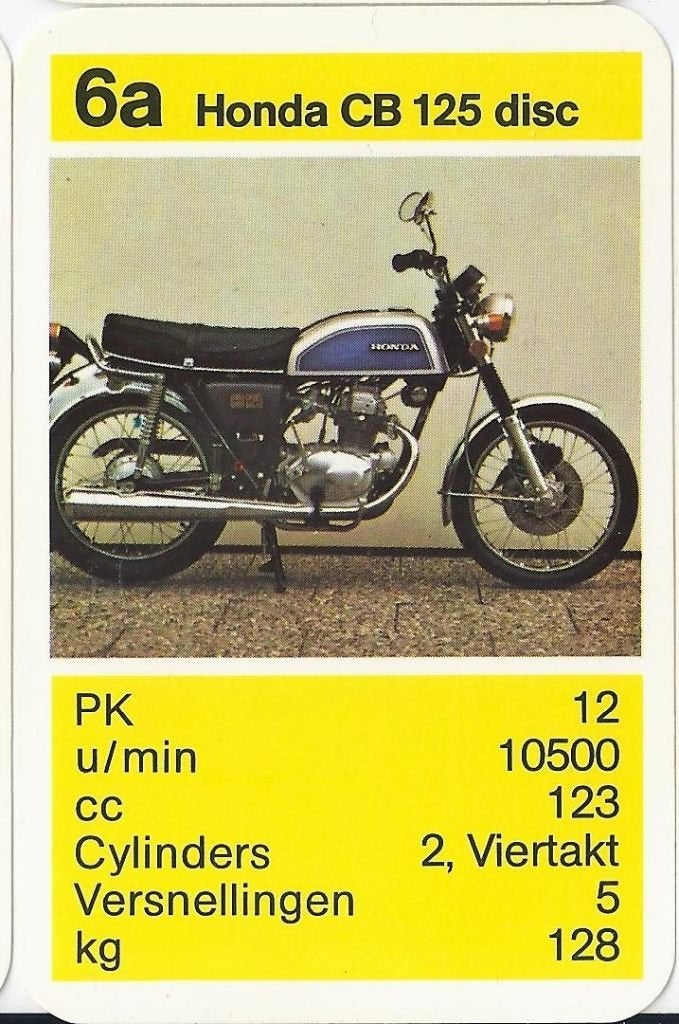 Bk8 motorkaartje 6a honda cb 125 disc, Ophalen of Verzenden, Zo goed als nieuw, Motoren