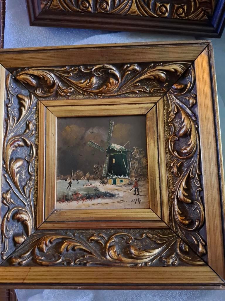 Schilderij J. KOK Olieverf op Paneel met Baroklijst, Antiek en Kunst, Kunst | Schilderijen | Klassiek, Ophalen of Verzenden