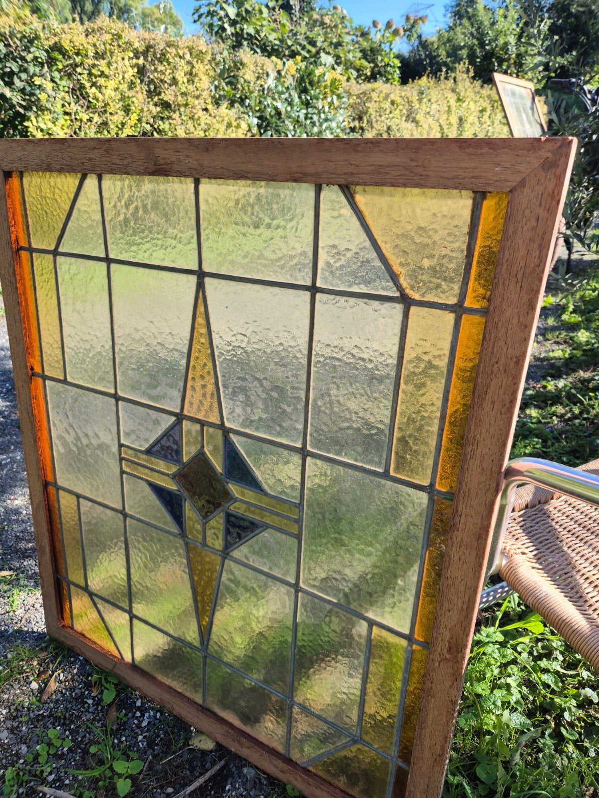 Prachtig Glas in Lood Raam - Uniek Design, Ophalen, Gevelraam of Ruit, Gebruikt, Glas in lood