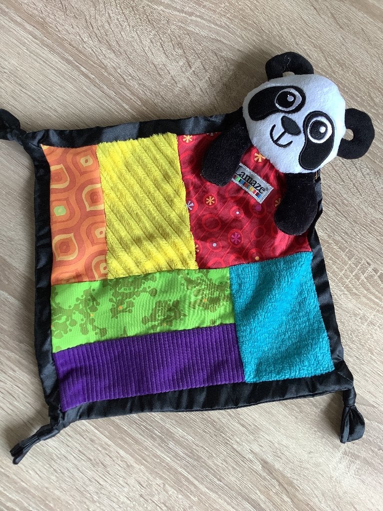 Lamaze knuffeldoekje lapje panda rood blauw groen 4 euro, Kinderen en Baby's, Speelgoed | Knuffels en Pluche, Ophalen of Verzenden