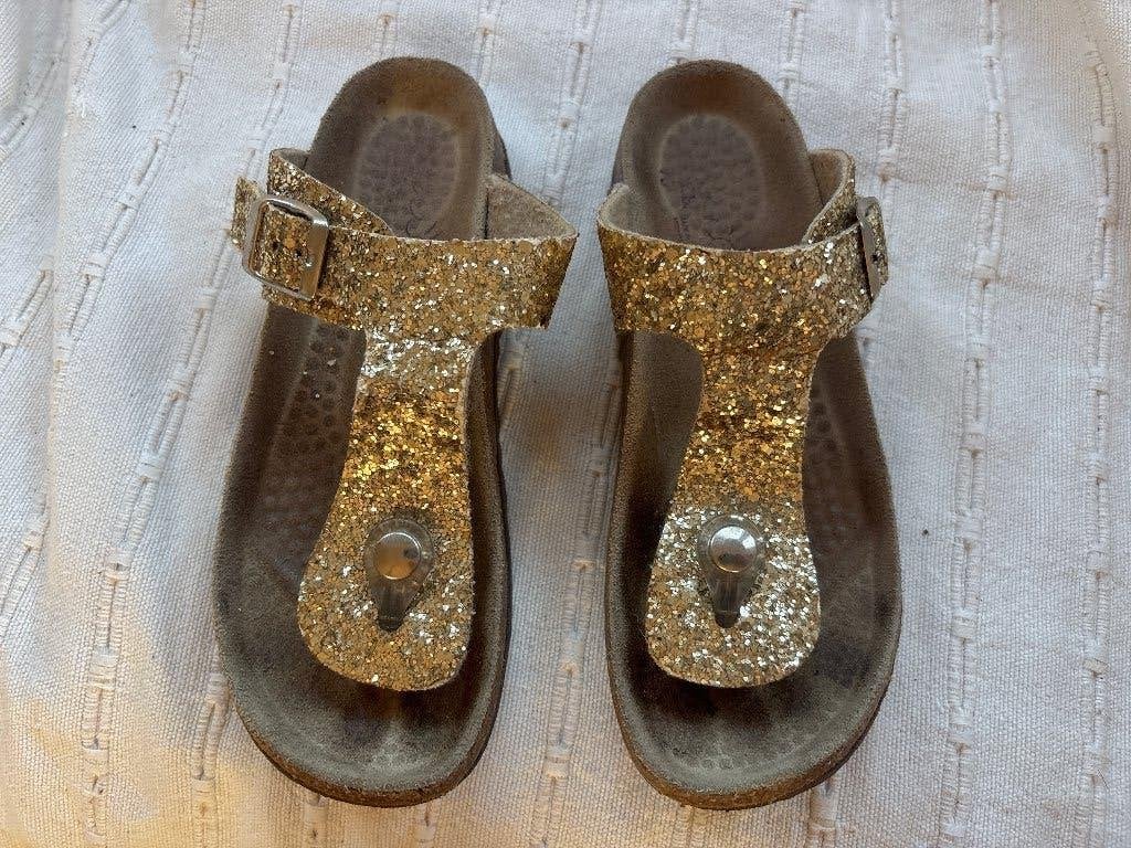 ‘Birkenstock’ goud glitter mt 34, Ophalen of Verzenden, Gebruikt, Meisje, Schoenen