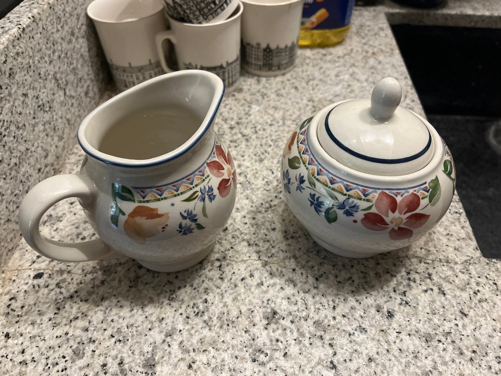 Calypso Staffordshire Tableware Melkkan en Suikerpot, Gebruikt, Overige merken, Keramiek, Overige typen
