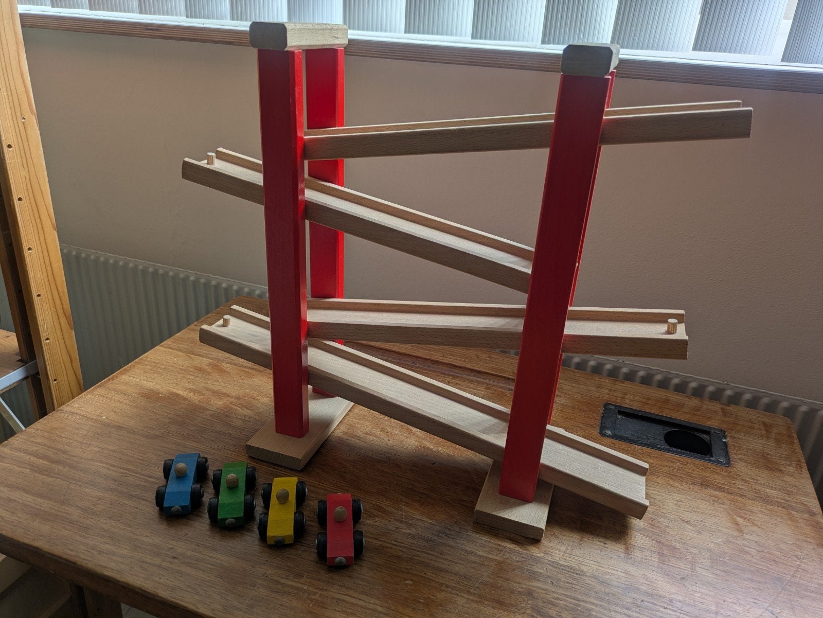 Houten auto glijbaan eichhorn, Ophalen of Verzenden, Zo goed als nieuw