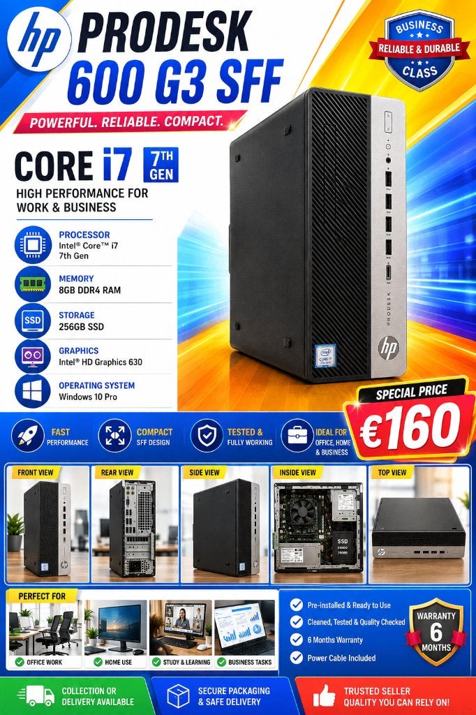 HP ProDesk 600 G3 SFF Core I7 7th Gen-8GB-256GB, Ophalen of Verzenden, Zo goed als nieuw