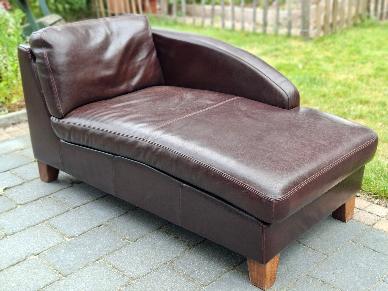 Leren Chaise Longue Bruin 140x70 cm, Ophalen, Gebruikt, Eenpersoons, Minder dan 75 cm