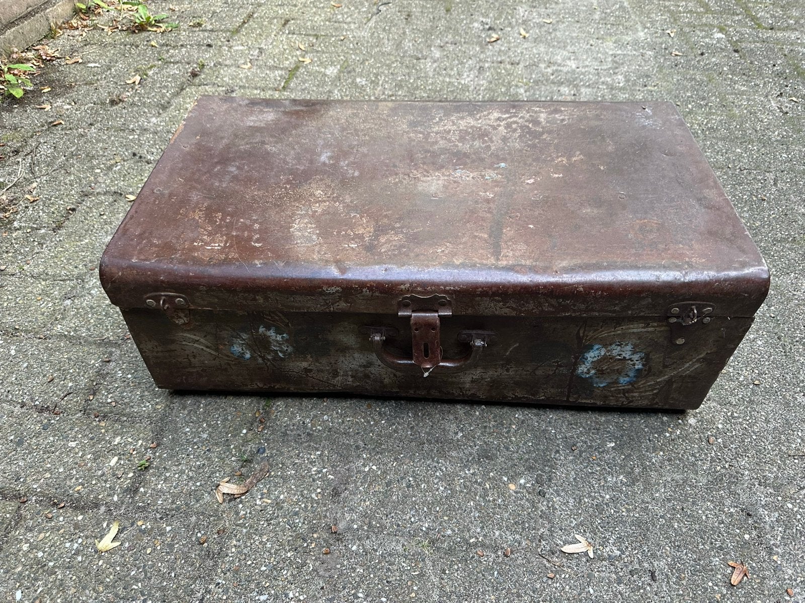 Vintage metal kist/opbergkist - roestbruin, Ophalen, Minder dan 50 cm, Gebruikt, 50 tot 100 cm