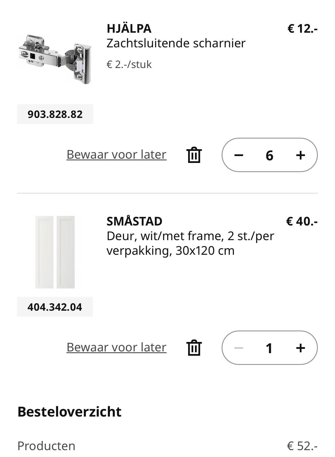 Ikea Smastad deuren platsa 2x 120x30cm +scharnieren nwpr €52, Ophalen, Zo goed als nieuw