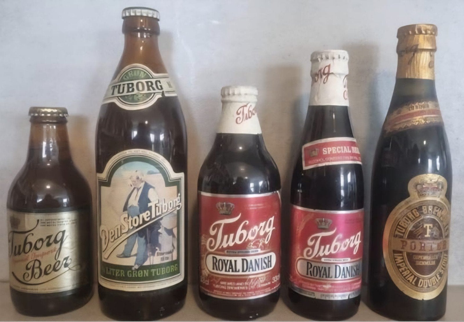 5x Tuborg, Kopenhagen, 2x Glas- ~'70's - <'87 Royal/Porter +, Verzamelen, Ophalen of Verzenden, Zo goed als nieuw, Flesje(s), Overige merken