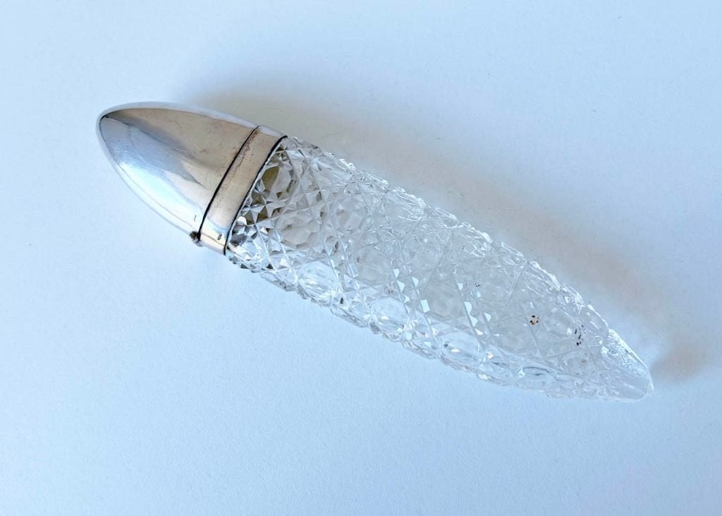 Antiek Hollands Zilver met Kristallen Geurfles / Parfumfles, Ophalen of Verzenden, Zilver