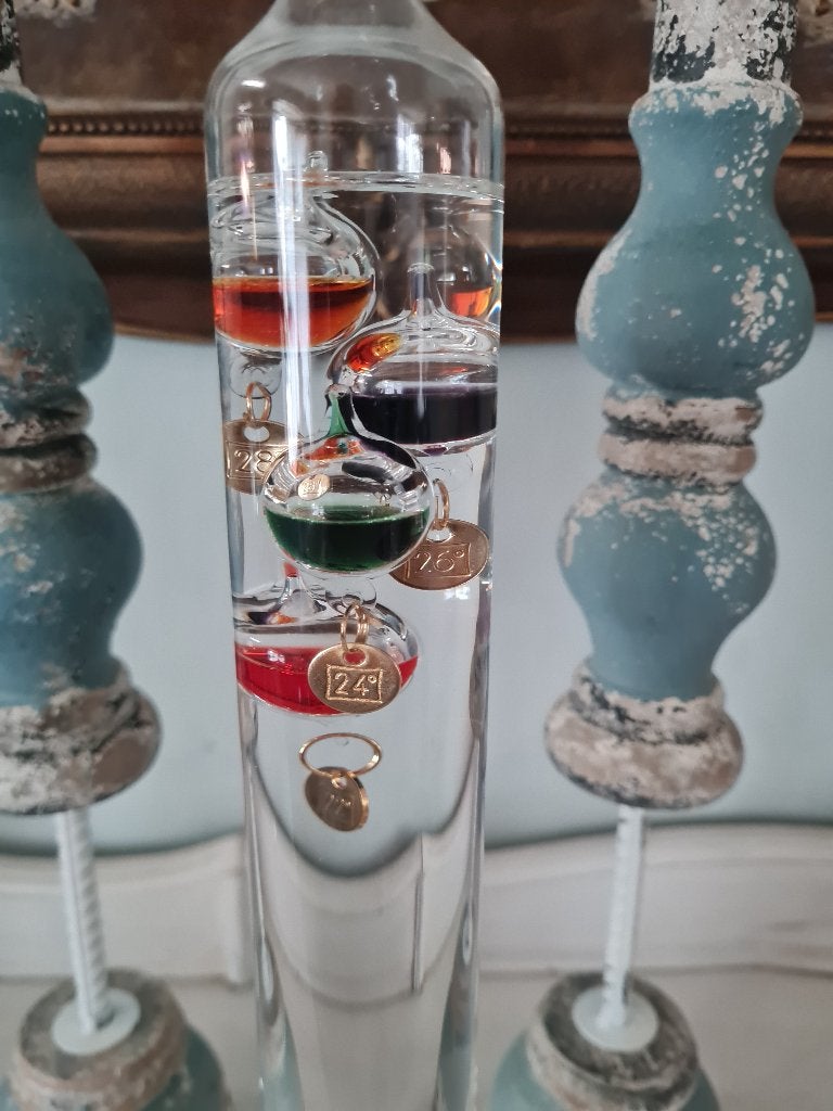 45 cm hoge Galileo thermometer, Huis en Inrichting, Heikant 21 Kaatsheuvel, Binnenthermometer, Belle Vieille Brocante, Glas