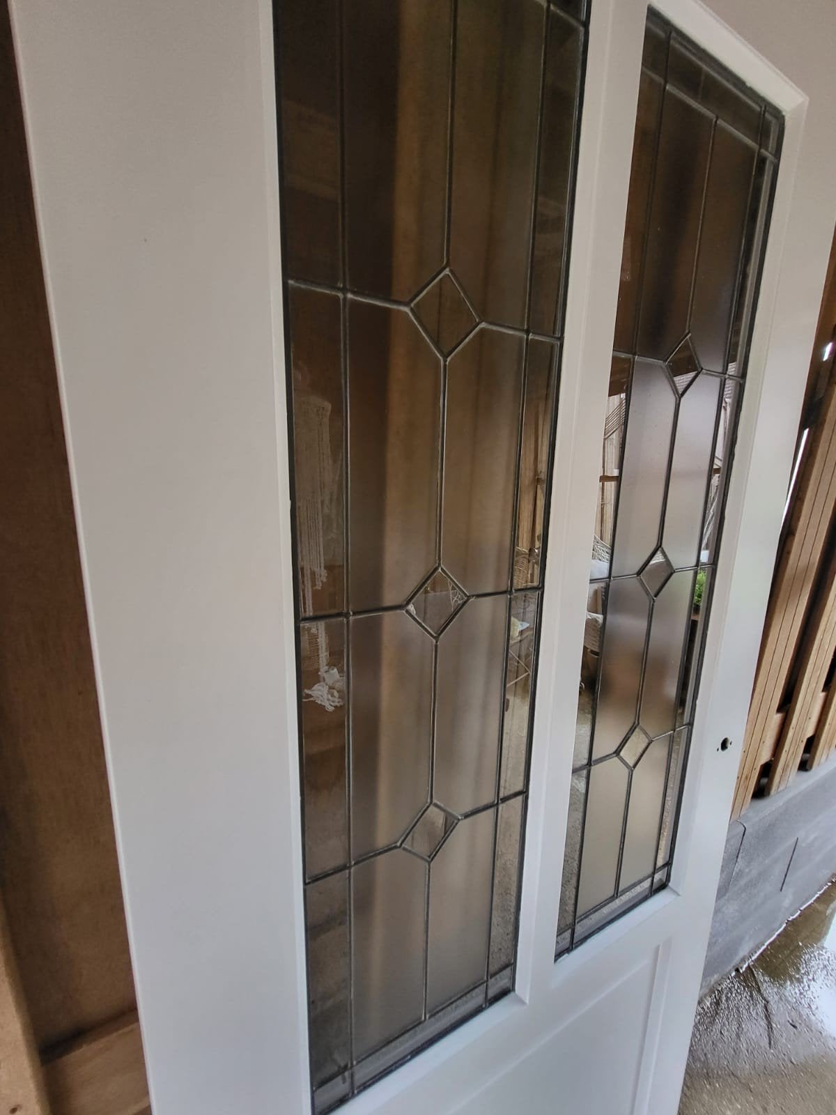 Opdekdeur glas in lood 83x200..LINKS draaiend, Doe-het-zelf en Verbouw, Deuren en Horren, Ophalen, Glas, Binnendeur, 200 tot 215 cm