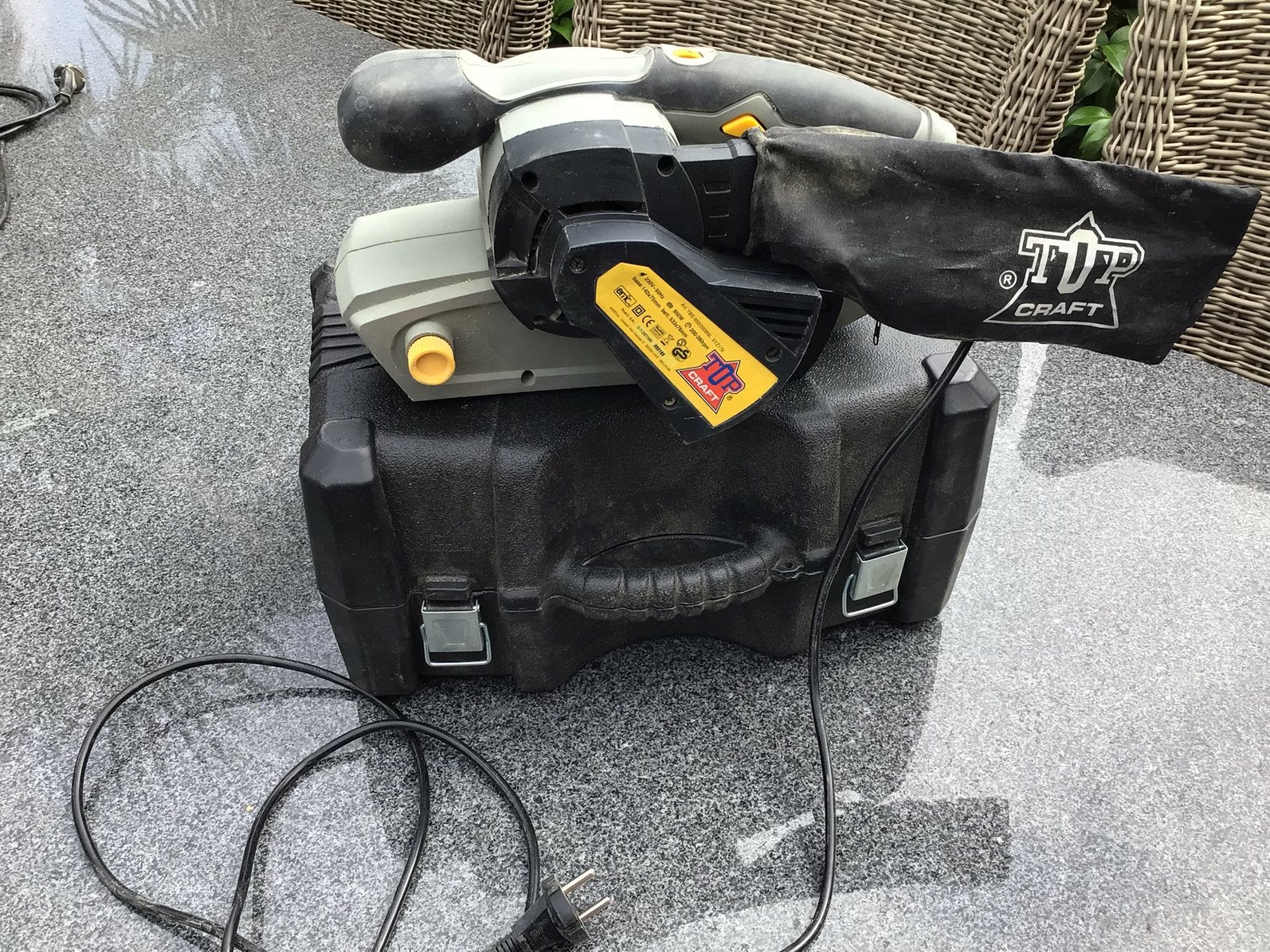 Te koop bandschuurmachine merk Topcraft, Ophalen, Gebruikt
