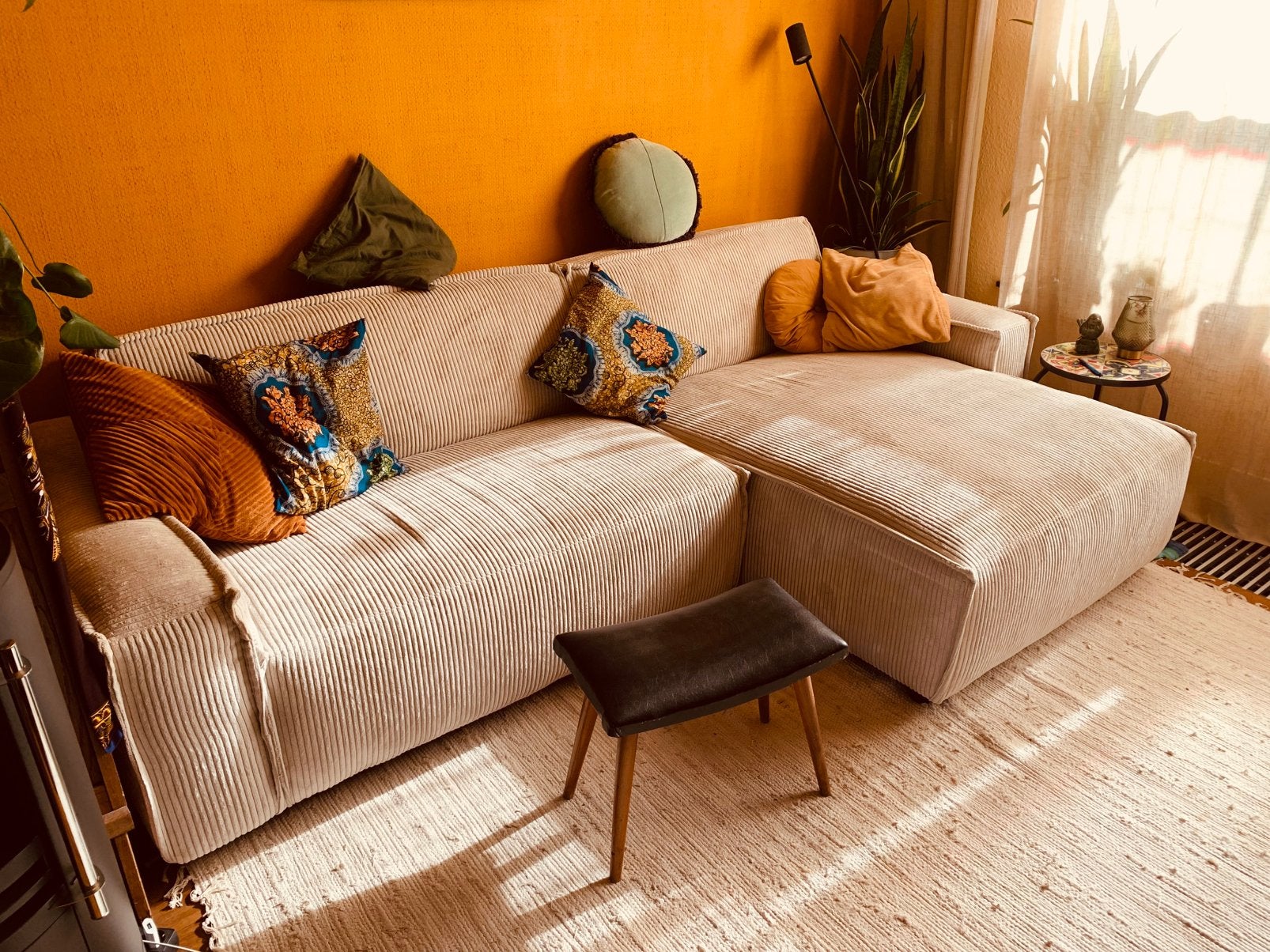 Bank brooklyn-chaise longue-crème, Ophalen, Nieuw, Stof
