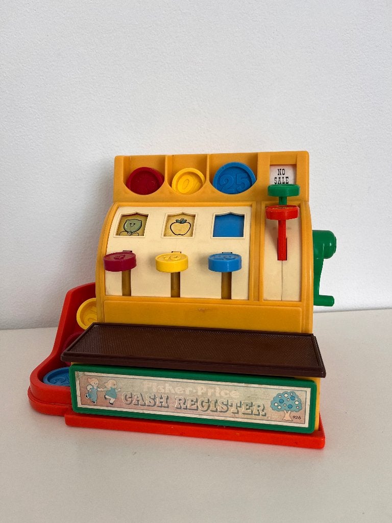 Vintage Fisher-Price Kassa met Munten - Montessori, Kinderen en Baby's, Speelgoed | Fisher-Price, Ophalen of Verzenden, Gebruikt