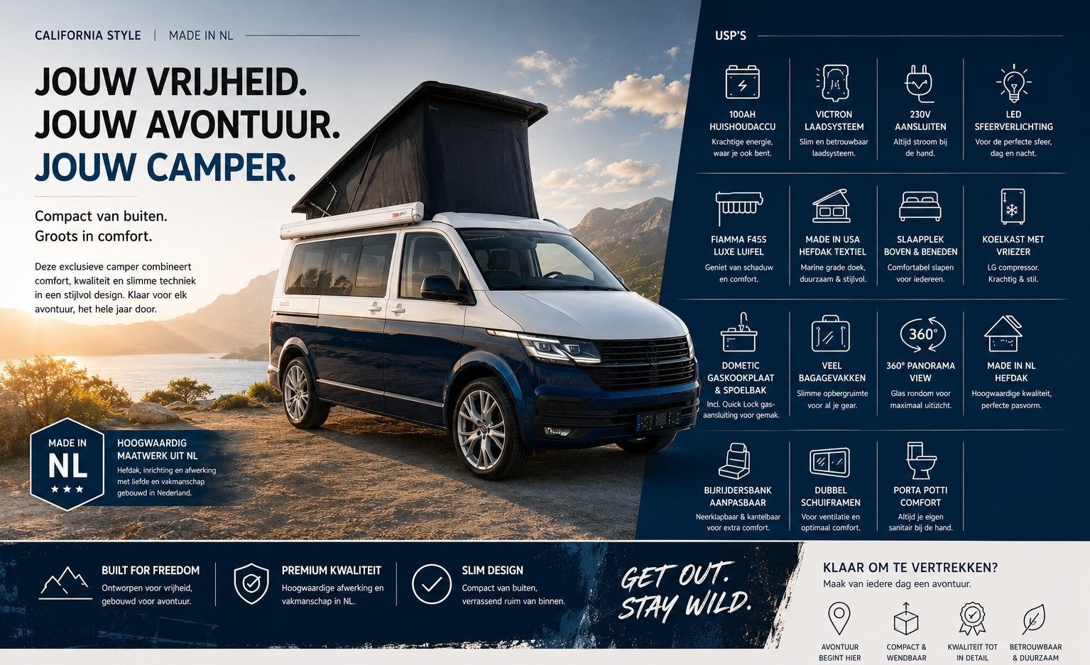 Volkswagen California 2.0 TDI T6.1 | 185PK | Slaaphefdak | L, Airbags, Verwarmde buitenspiegels, Volkswagen, Airconditioning