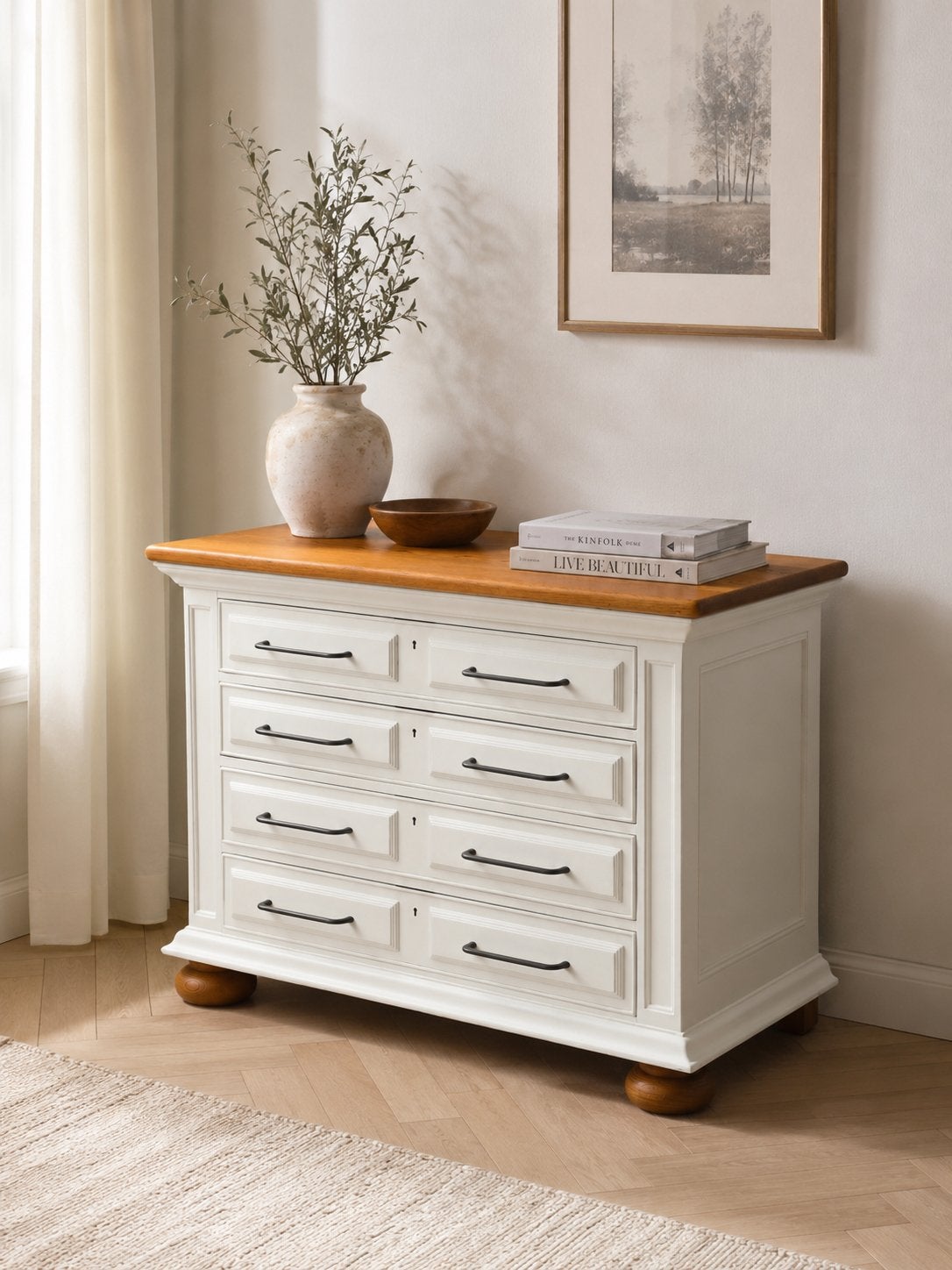 Ladekast massief hout | Vintage | Restyle, Huis en Inrichting, Zo goed als nieuw, 3 of 4 laden, Minder dan 100 cm, 25 tot 50 cm