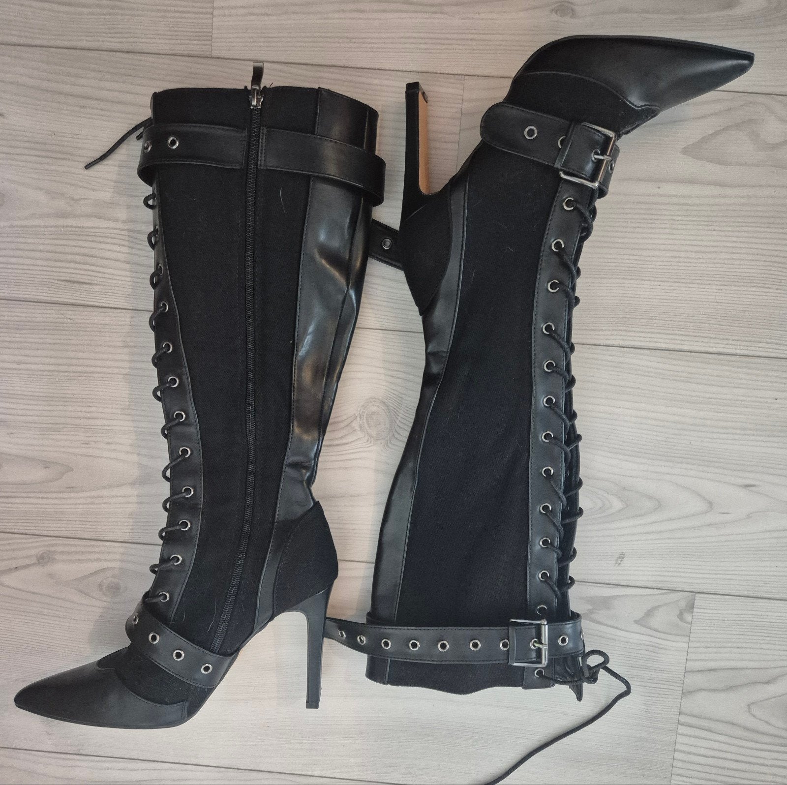 Toffe sexy hogeveter laarzen gespen goth rock punk emo 39, Hoge laarzen, Zwart, Nieuw, Ophalen of Verzenden