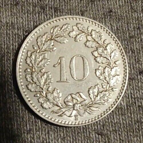 Vintage munt. Zwitserland. 10 rappen. Swiss Helvetica., Postzegels en Munten, Munten | Europa | Euromunten, Ophalen of Verzenden