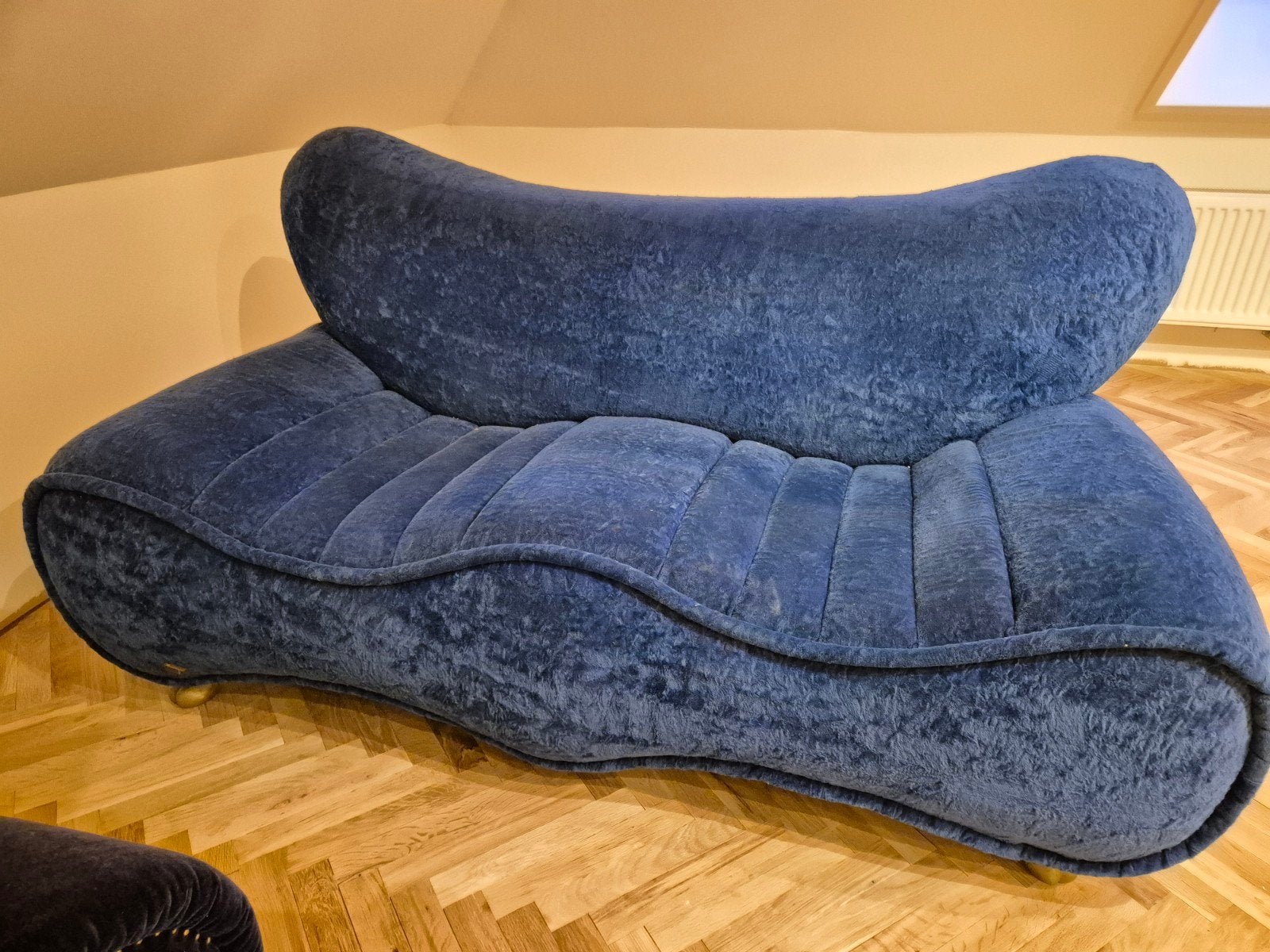 Bretz Bank - Unieke Blauwe Designbank, Huis en Inrichting, Banken | Bankstellen, Gebruikt, Rechte bank, Tweepersoons, 150 tot 200 cm