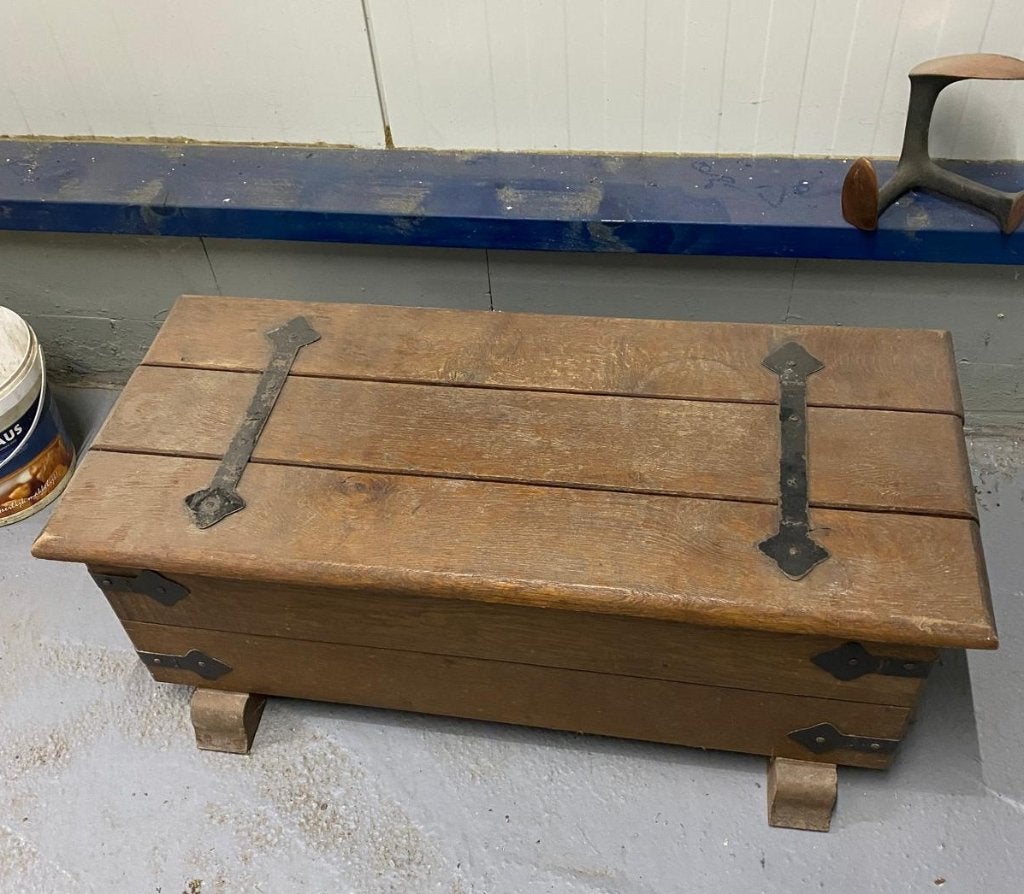 eikenhouten dekenkist / opbergkist met beslag (100 cm), Huis en Inrichting, Woonaccessoires | Kisten, Ophalen, Minder dan 50 cm