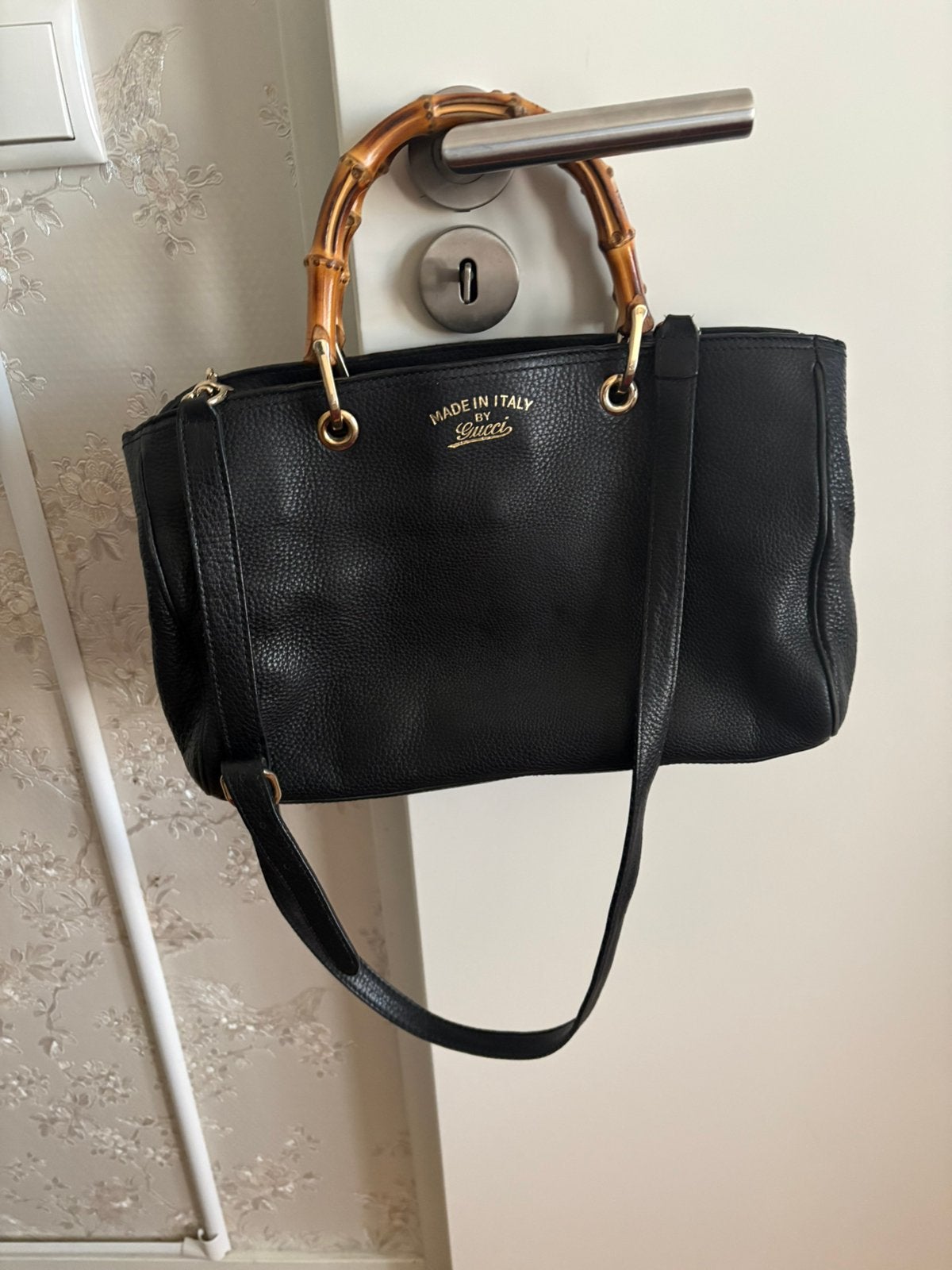 Mooie Gucci handtas met banboe handvatten, Ophalen of Verzenden, Zo goed als nieuw, Zwart, Handtas