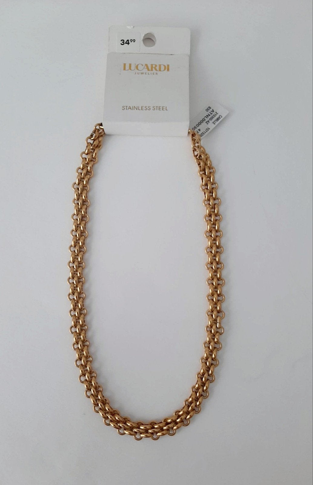 Lucardi Camille Gouden RVS Ketting - Nieuw, Sieraden, Tassen en Uiterlijk, Kettingen, Ophalen of Verzenden, Nieuw, Goud, Overige materialen