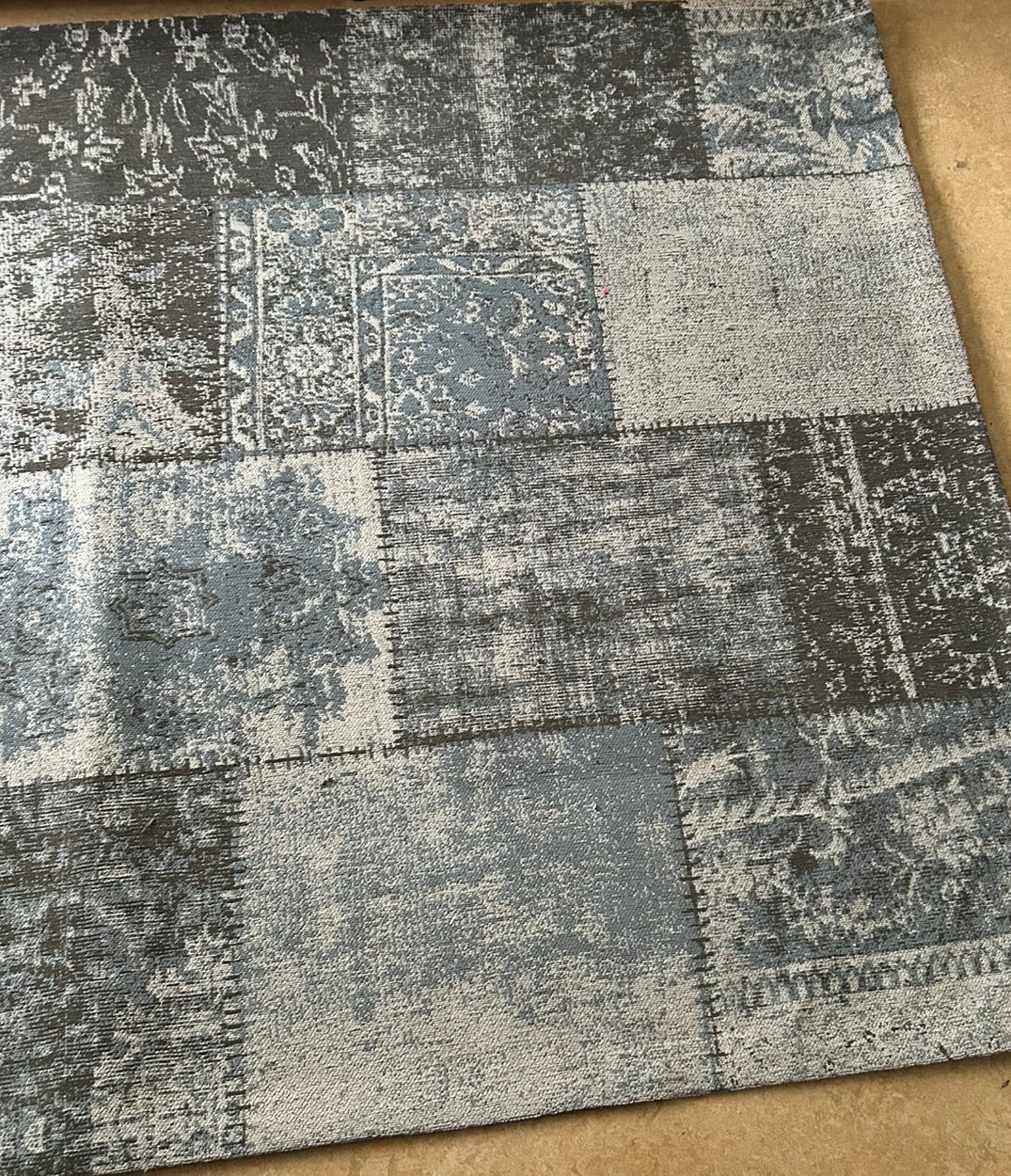 Grijs-blauw vloerkleed van 160x240, Ophalen, 150 tot 200 cm, 200 cm of meer, Rechthoekig