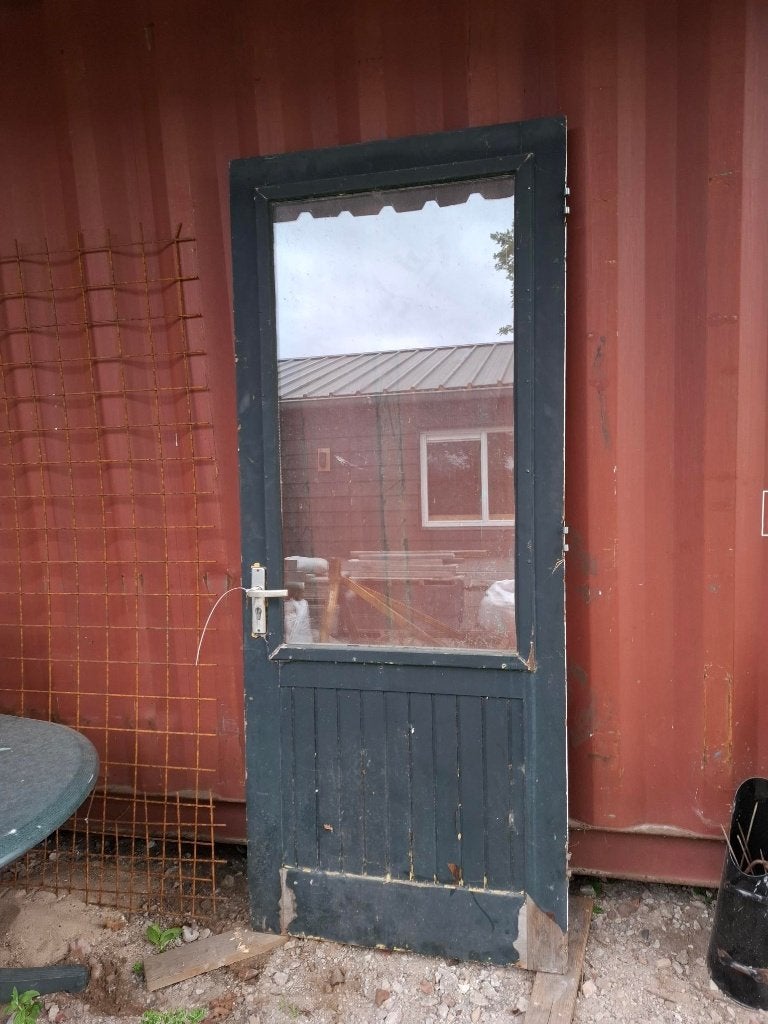 hardhouten deur, Doe-het-zelf en Verbouw, Deuren en Horren, Ophalen, Gebruikt, 80 tot 100 cm, Buitendeur