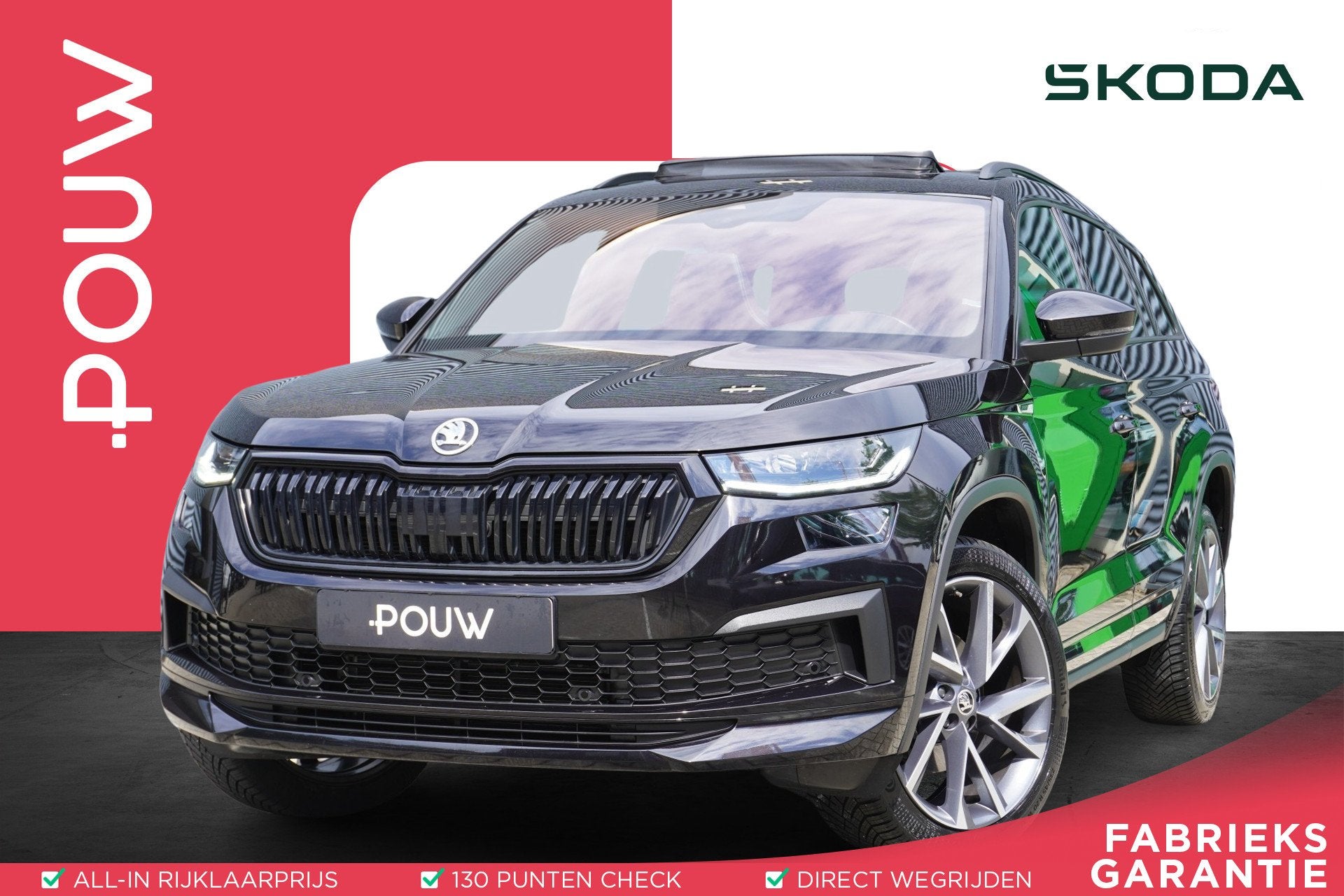 Skoda Kodiaq 1.5 TSI 150pk DSG Sportline Business | Trekhaak, Auto's, 12 maanden, 4 cilinders, Alcantara, Zwart