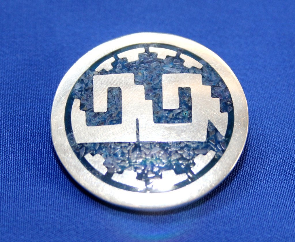 Schitterende Sterling Zilver Edelsteen Broche Mexico, Ophalen of Verzenden, Zilver, Broche, Met edelsteen