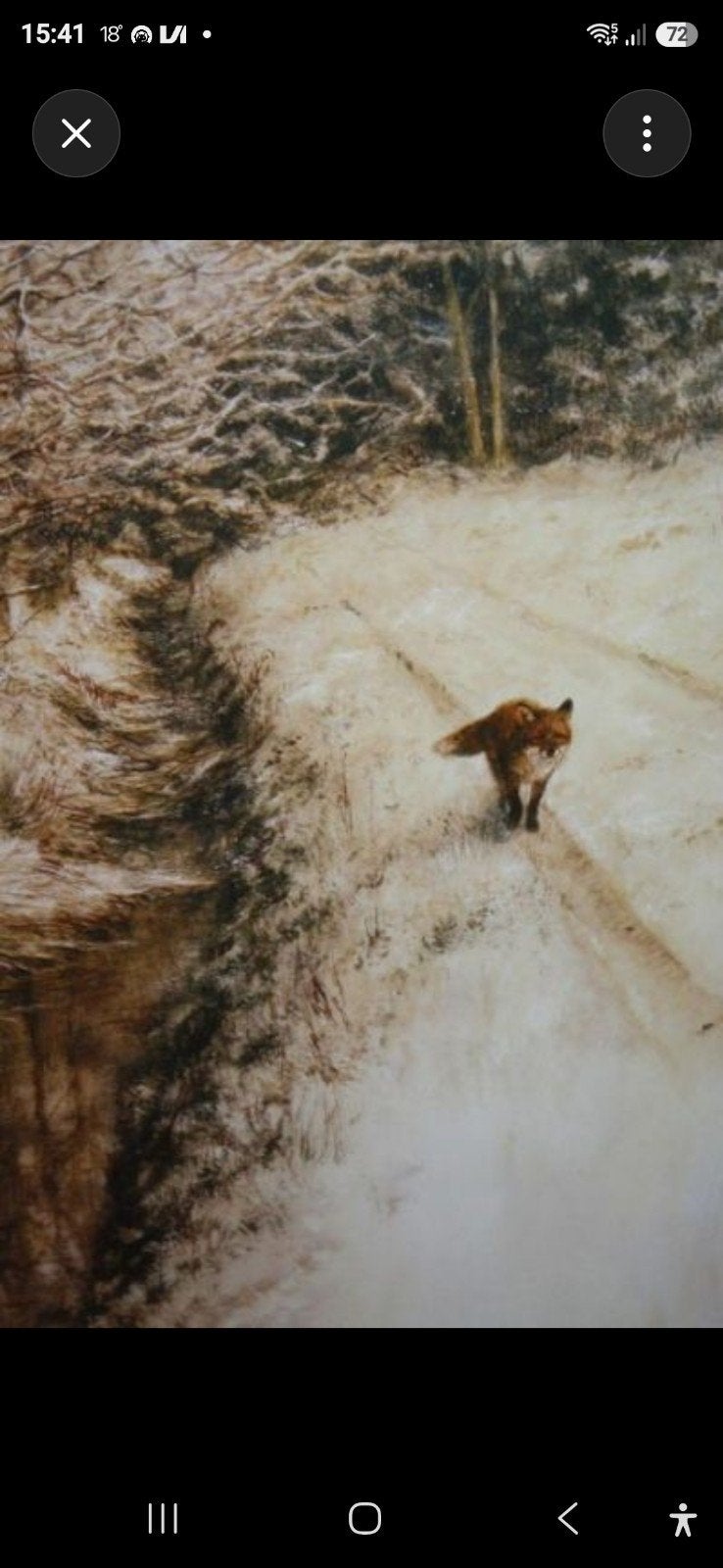 Rien Poortvliet – Winterlandschap met vos – met certificaat, Ophalen, 1980 tot heden, Gebruikt