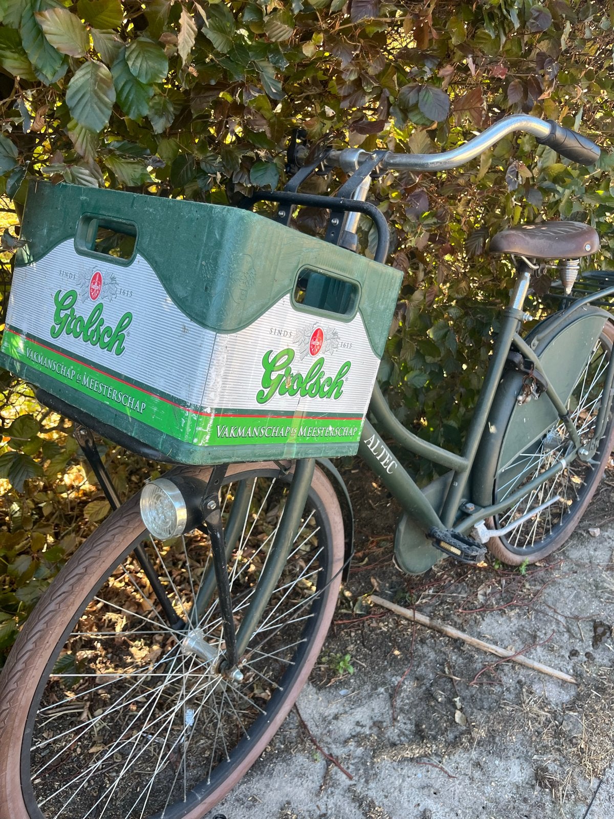 Groene transporter fiets met krat - Ideaal voor stadsritten, Velgrem, Ophalen, Overige merken, 53 tot 56 cm