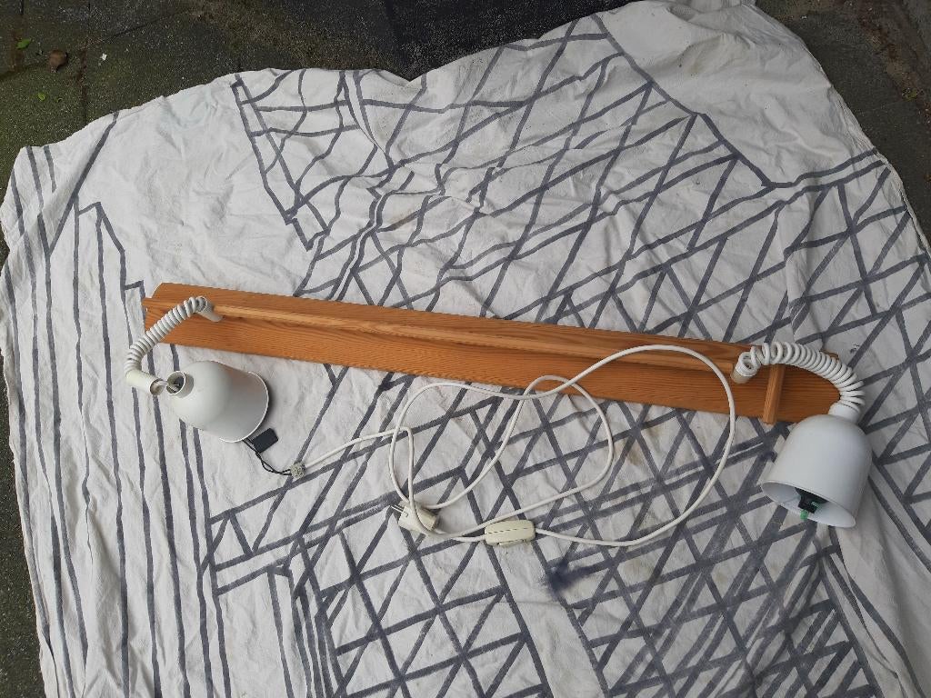 Houten Led- hang lamp 3-lichts horn wood Hout., Ophalen, Zo goed als nieuw, Overige materialen
