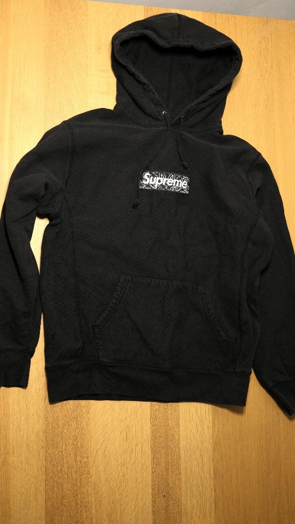 Supreme Bandana Box Logo Hoodie FW19 Zwart maat L, Maat 52/54 (L), Zwart, Ophalen of Verzenden, Gedragen